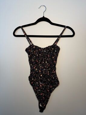 Forever 21 Black Floral Print Spaghetti Strap Top